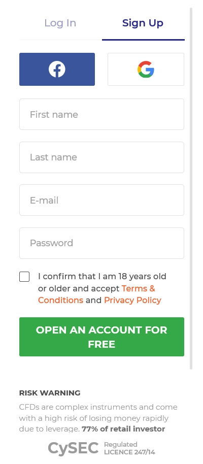 Registro de conta IQ Option Registro de conta IQ Option