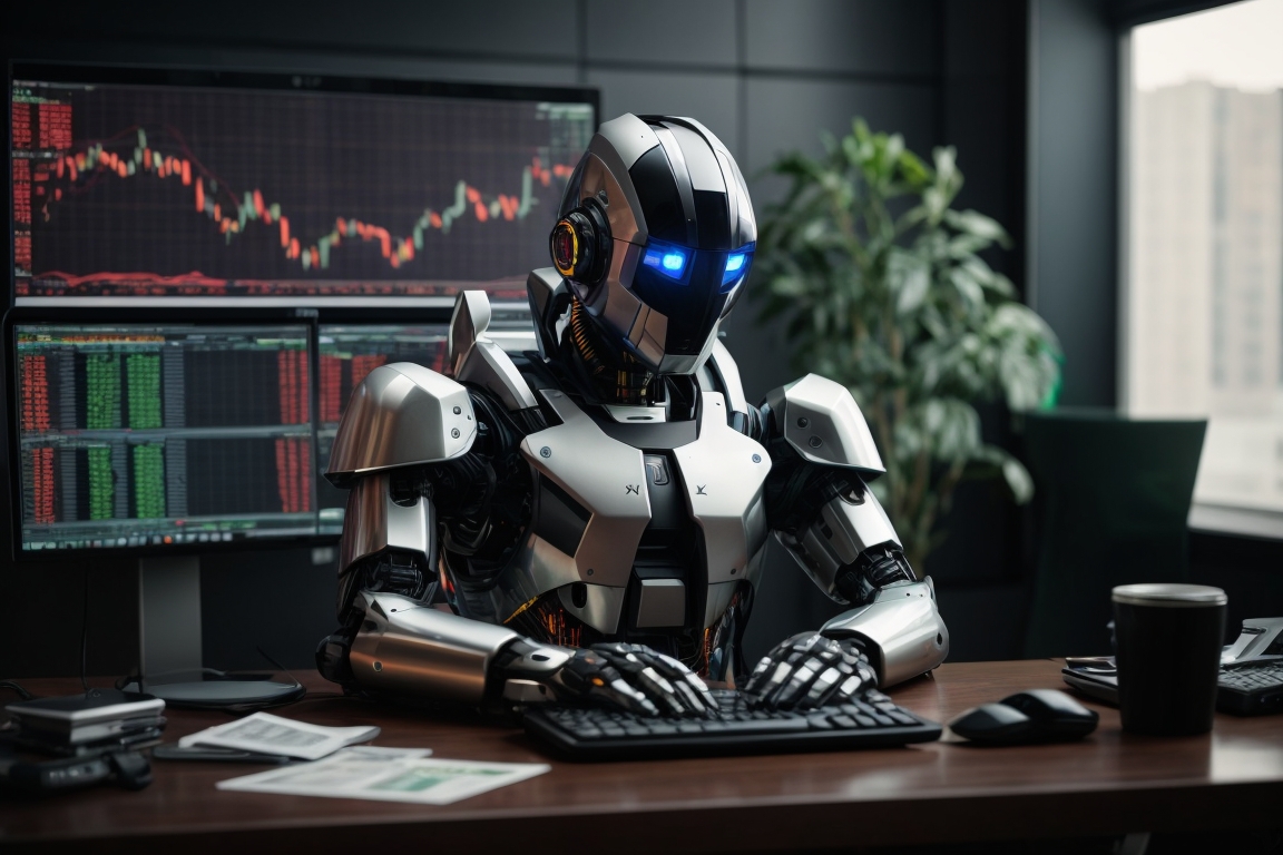 Uma ilustração digital representando sistemas automatizados de negociação Forex em ação.